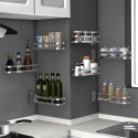 180° Rotatable Nail-Free Stainless Steel Wall Shelf Floating Shelf Wall-Mounted Spice Rack for Kitchen Bathroom